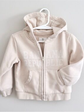 Banana Republic Baby Zip Up Hoodie 18 24 Months Beige Logo Sweatshirt